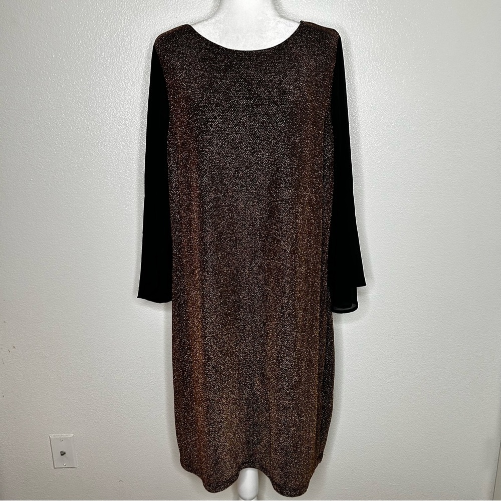 Chic Long Sleeve Black and Brown Dress